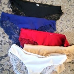 5 Pcs Medium High Quality Seamless Underwear Womens Solid Color Sexy Lace